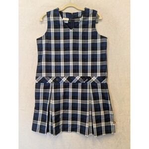 Dennis Plaid Jumper Dress Girls H14‎ PLUS Blue White Sleeveless School Uniform